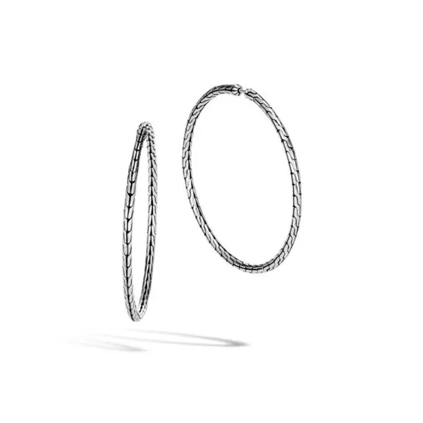 John Hardy Classic Chain Silver Large Hoop Earrings - Image 2