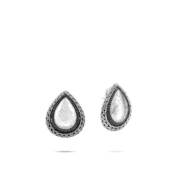John Hardy Classic Chain Hammered Earrings, Black Sapphire, Spinel