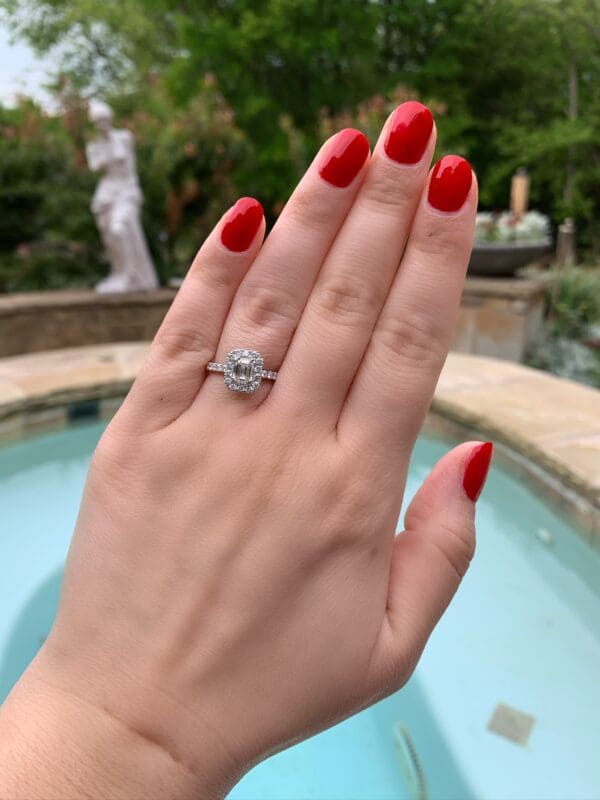 MK 14 Karat White Gold Engagement Ring - Emerald Cut