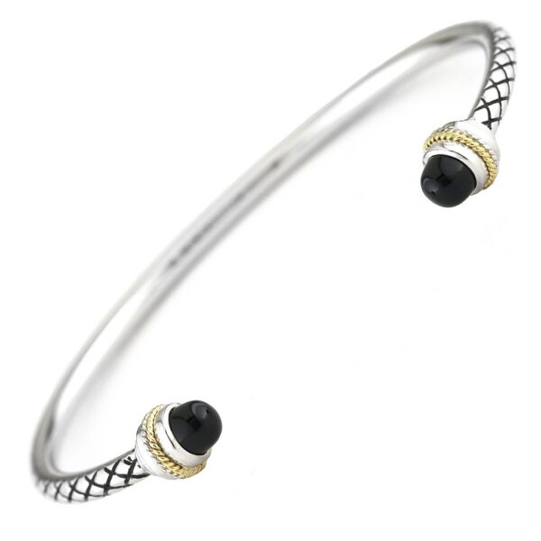 Andrea Candela 18K and Sterling Silver Onyx Bangle