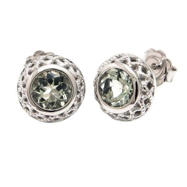 Andrea Candela Sterling Silver and Green Amethyst Earrings