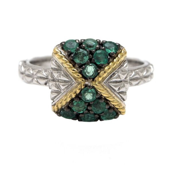 Andrea Candela 18K and Sterling Silver Emerald Ring