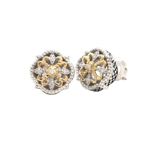 Andrea Candela 18K and Sterling Silver Diamond Vintage Earrings