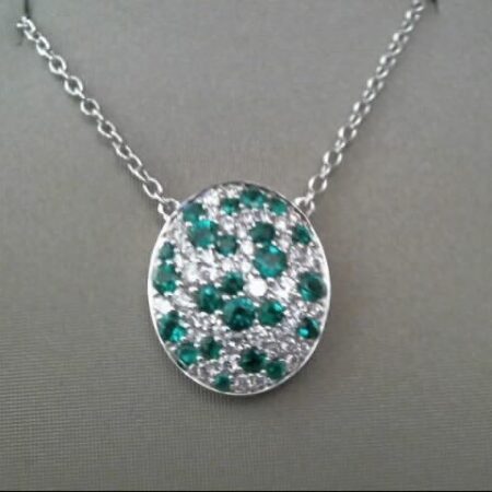 Fana 14K White Gold Emerald Diamond Pendant Necklace
