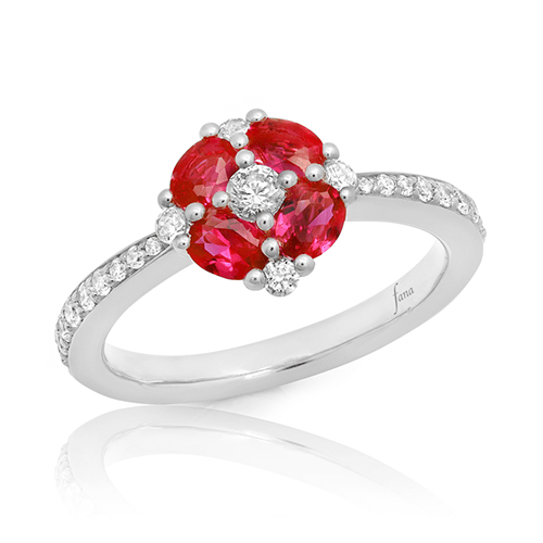 Fana 14K White Gold Ruby Diamond Fashion Ring