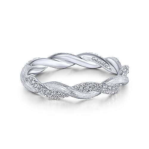 Gabriel & Co. 14K White Gold Twisted Diamond Stackable Ring