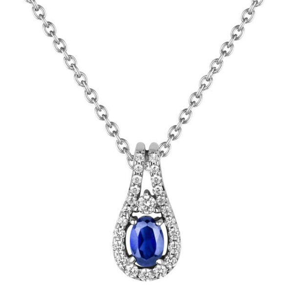 Fana 14K White Gold Sapphire Diamond Pendant