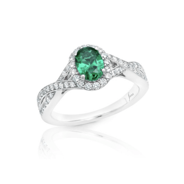 Fana 14K White Gold Emerald Diamond Fashion Ring