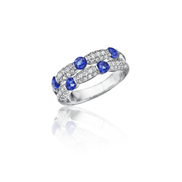 Fana 14K White Gold Sapphire Diamond Fashion Ring