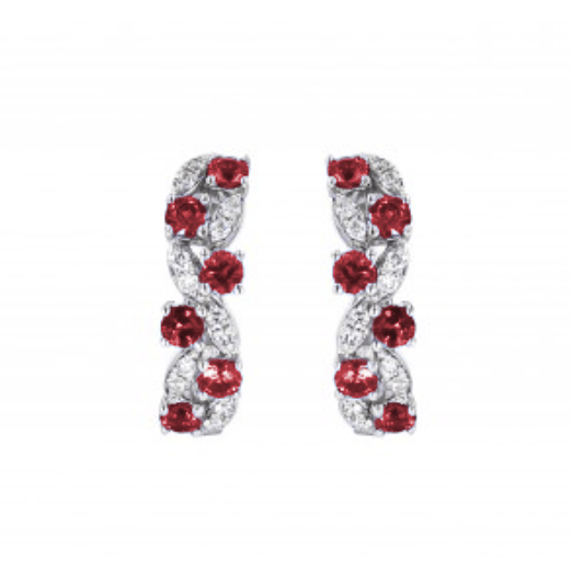 Fana 14K White Gold Ruby Diamond Earrings
