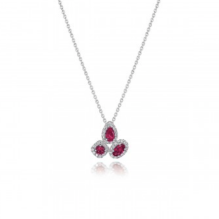 Fana 14K White Gold Ruby Diamond Necklace