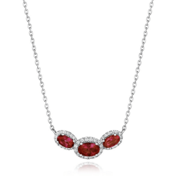 Fana 14K White Gold Ruby Diamond Pendant Necklace