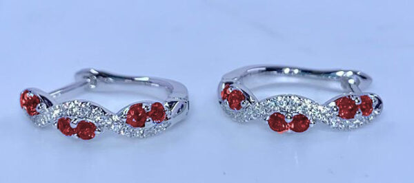 Fana 14K White Gold Ruby Diamond Earrings