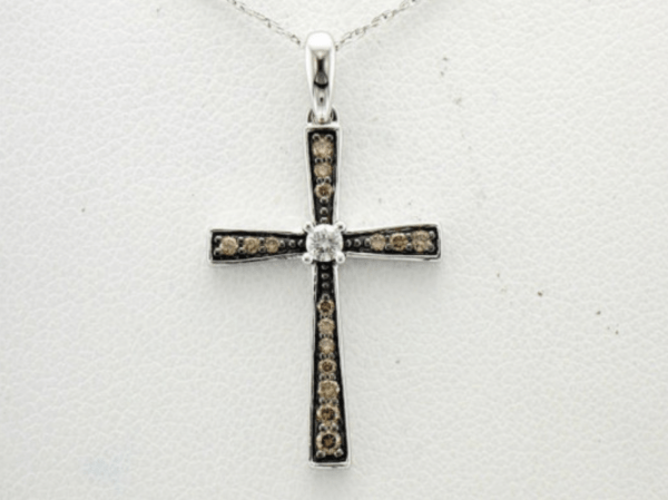 Le Vian 14K Vanilla Gold® Vanilla Diamonds® & Chocolate Diamonds® Cross Pendant