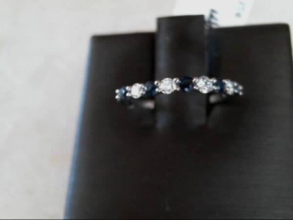MWI Eloquence 14K White Gold Diamond & Sapphire Wedding Band