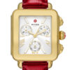 Michele Deco Sport 18K Gold-Plated Ruby Red Leather Watch - Image 3