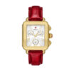 18k gold-plated ruby red leather watch